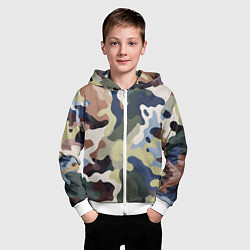 Толстовка на молнии детская Камуфляж милитари, цвет: 3D-белый — фото 2