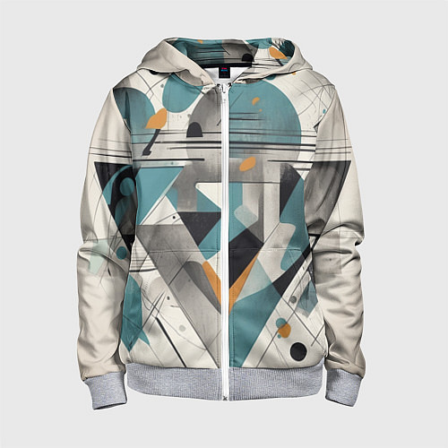 Детская толстовка на молнии Три человека авангард / 3D-Меланж – фото 1