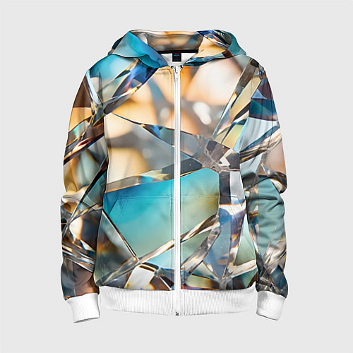Детская толстовка на молнии Грани стеклянного камня / 3D-Белый – фото 1