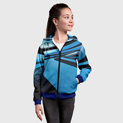 Толстовка на молнии детская Черная и синяя абстракция в виде волн, цвет: 3D-синий — фото 2