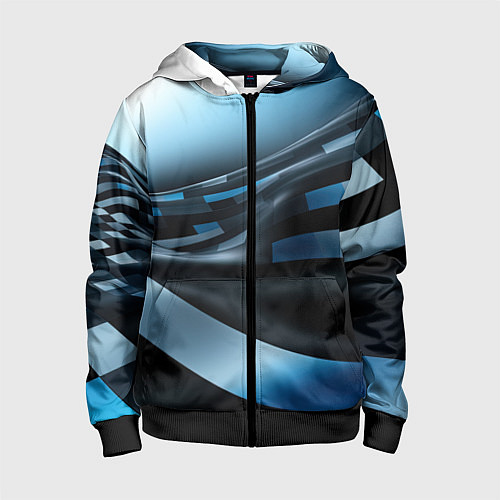 Детская толстовка на молнии Черно-синий абстрактный спортивный стиль / 3D-Черный – фото 1