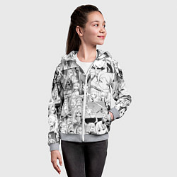 Толстовка на молнии детская Провожающая в последний путь Фрирен узор, цвет: 3D-меланж — фото 2