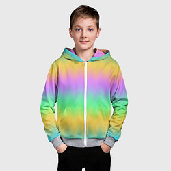 Толстовка на молнии детская Мягкие неоновые зигзаги, цвет: 3D-меланж — фото 2