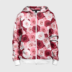 Детская толстовка на молнии Красные и розовые розы