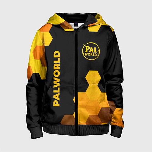 Детская толстовка на молнии Palworld - gold gradient вертикально / 3D-Черный – фото 1