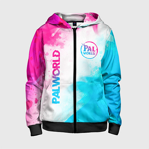 Детская толстовка на молнии Palworld neon gradient style вертикально / 3D-Черный – фото 1