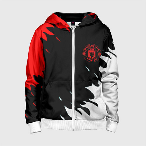 Детская толстовка на молнии Manchester United flame fc / 3D-Белый – фото 1