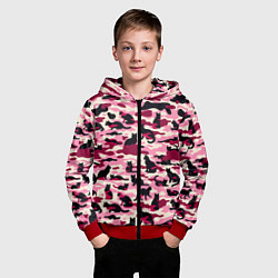 Толстовка на молнии детская Камуфляжные розовые котики, цвет: 3D-красный — фото 2