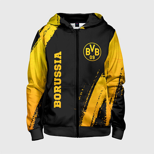 Детская толстовка на молнии Borussia - gold gradient вертикально / 3D-Черный – фото 1