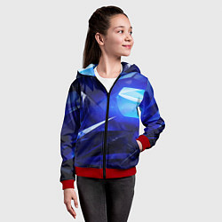 Толстовка на молнии детская Black and blue abstract background sport style, цвет: 3D-красный — фото 2