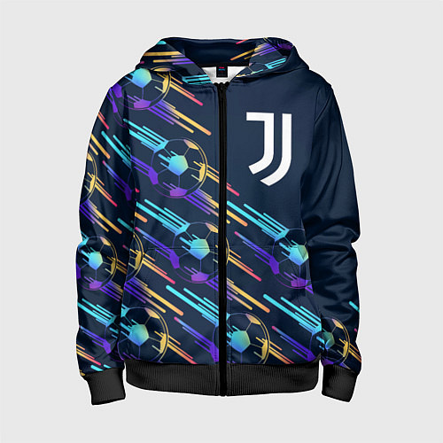Детская толстовка на молнии Juventus градиентные мячи / 3D-Черный – фото 1