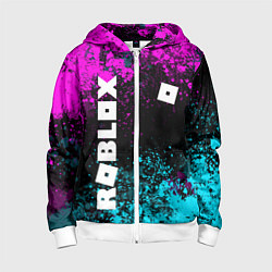 Детская толстовка на молнии Роблокс - неоновые брызги