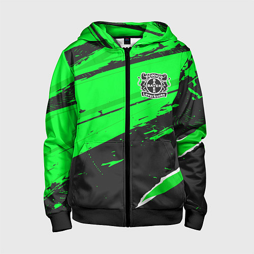 Детская толстовка на молнии Bayer 04 sport green / 3D-Черный – фото 1