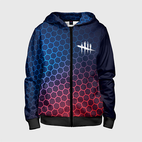 Детская толстовка на молнии Dead by Daylight неоновые соты / 3D-Черный – фото 1