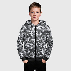 Толстовка на молнии детская Серый пиксельный камуфляж, цвет: 3D-черный — фото 2