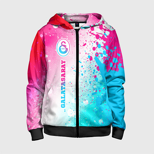 Детская толстовка на молнии Galatasaray neon gradient style по-вертикали / 3D-Черный – фото 1