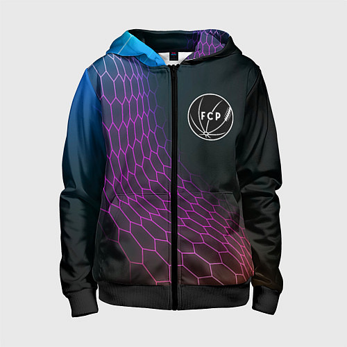 Детская толстовка на молнии Porto футбольная сетка / 3D-Черный – фото 1
