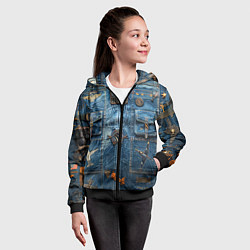 Толстовка на молнии детская Джинсы лётчика-авиатора, цвет: 3D-черный — фото 2