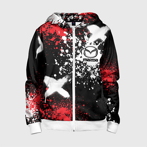 Детская толстовка на молнии Мазда на фоне граффити и брызг красок / 3D-Белый – фото 1