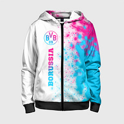 Толстовка на молнии детская Borussia neon gradient style по-вертикали, цвет: 3D-черный