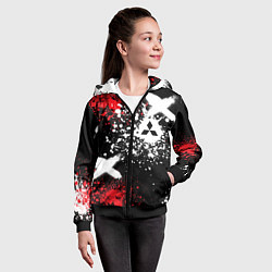 Толстовка на молнии детская Митсубиси на фоне граффити и брызг красок, цвет: 3D-черный — фото 2