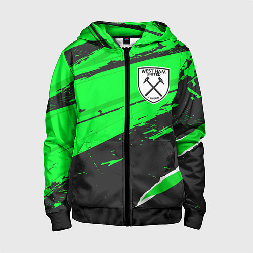 Детская толстовка на молнии West Ham sport green / 3D-Черный – фото 1