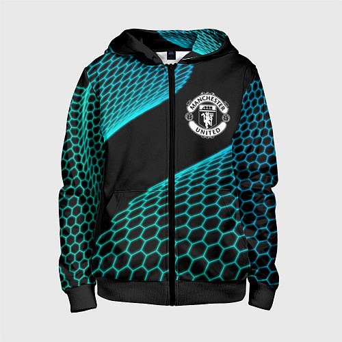 Детская толстовка на молнии Manchester United football net / 3D-Черный – фото 1