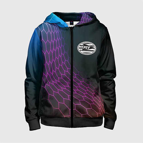 Детская толстовка на молнии PSV футбольная сетка / 3D-Черный – фото 1