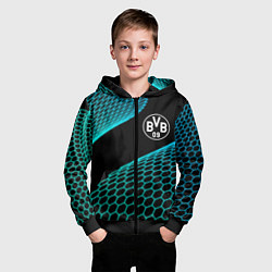 Толстовка на молнии детская Borussia football net, цвет: 3D-черный — фото 2