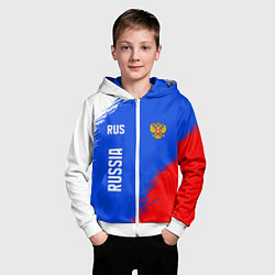 Толстовка на молнии детская Триколор и герб России, цвет: 3D-белый — фото 2