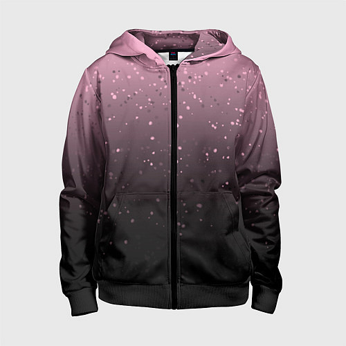 Детская толстовка на молнии Градиент тёмный розовый брызги / 3D-Черный – фото 1