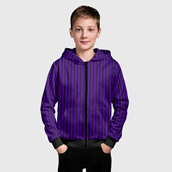Толстовка на молнии детская Яркий фиолетовый в полоску, цвет: 3D-черный — фото 2