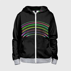 Толстовка на молнии детская Радужные линии, цвет: 3D-меланж