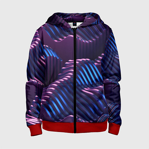 Детская толстовка на молнии Объемные пластины изгибающиеся / 3D-Красный – фото 1
