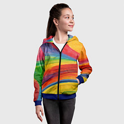 Толстовка на молнии детская Рисунок масляной пастелью, цвет: 3D-синий — фото 2