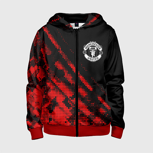 Детская толстовка на молнии Manchester United sport grunge / 3D-Красный – фото 1