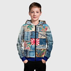 Толстовка на молнии детская Японское художество пэчворк, цвет: 3D-синий — фото 2