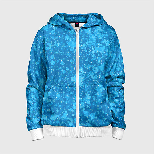 Детская толстовка на молнии Ярко-голубой абстракция космический / 3D-Белый – фото 1