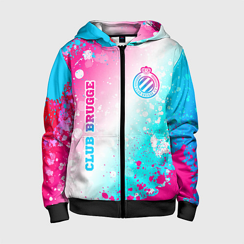 Детская толстовка на молнии Club Brugge neon gradient style вертикально / 3D-Черный – фото 1