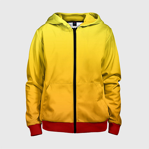 Детская толстовка на молнии Градиент насыщенный жёлтый / 3D-Красный – фото 1