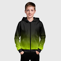 Толстовка на молнии детская Чёрно-салатовый градиент, цвет: 3D-черный — фото 2