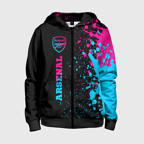 Детская толстовка на молнии Arsenal - neon gradient по-вертикали / 3D-Черный – фото 1