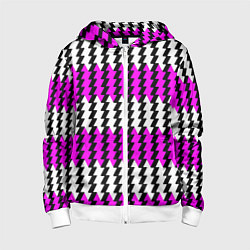 Детская толстовка на молнии Вертикальные бело-розовые полосы