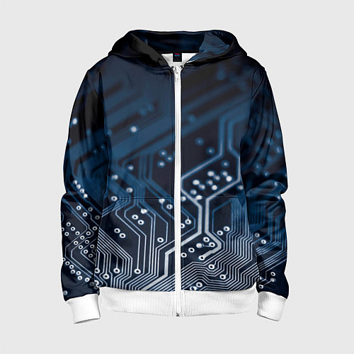 Детская толстовка на молнии Дорожки платы / 3D-Белый – фото 1