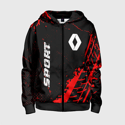 Детская толстовка на молнии Renault red sport tires / 3D-Черный – фото 1