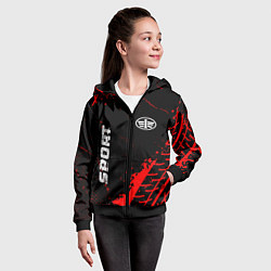 Толстовка на молнии детская FAW red sport tires, цвет: 3D-черный — фото 2