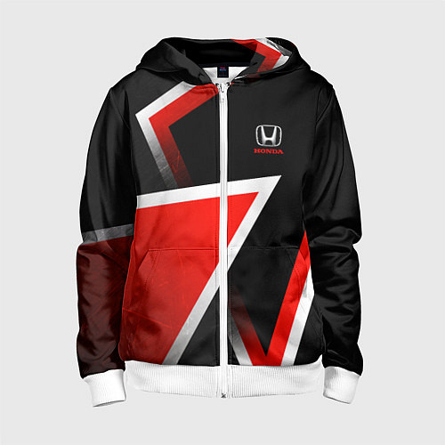 Детская толстовка на молнии Honda - красные треугольники / 3D-Белый – фото 1