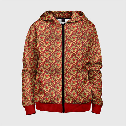 Детская толстовка на молнии Звезды в стиле СССР / 3D-Красный – фото 1