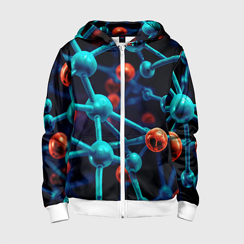 Детская толстовка на молнии Молекулы под микроскопом / 3D-Белый – фото 1