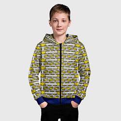 Толстовка на молнии детская Жёлтые и белые кирпичики на белом фоне, цвет: 3D-синий — фото 2